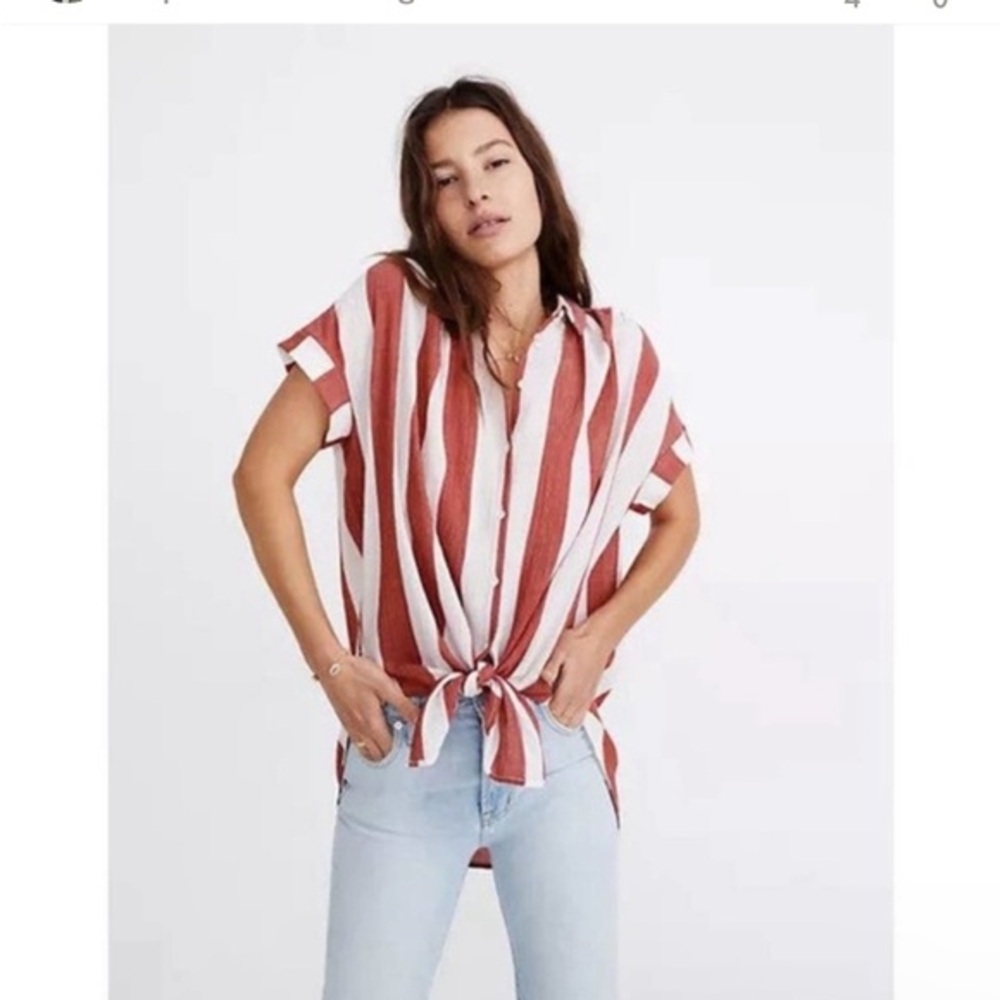 Madewell Striped Red and White Women's Top